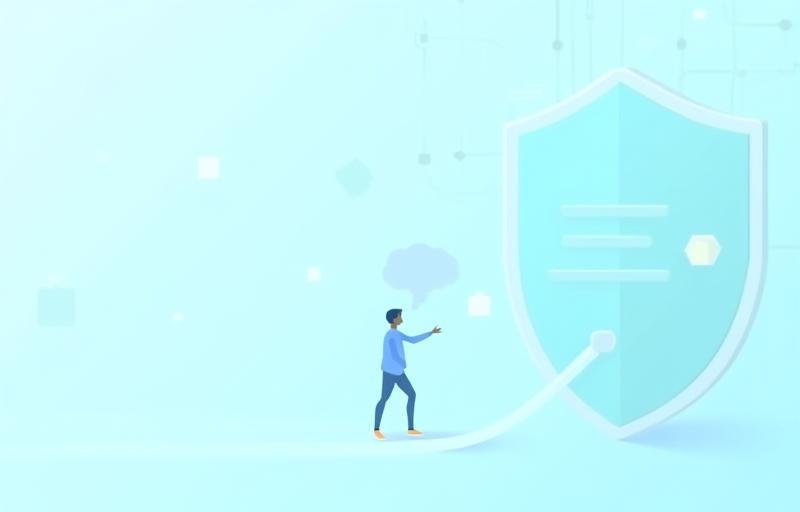 Illustration showing a user providing feedback contributing to a larger security shield